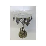 Large late 19th or early 20th Century Silver plated and cut clear glass Centrepiece, the top with