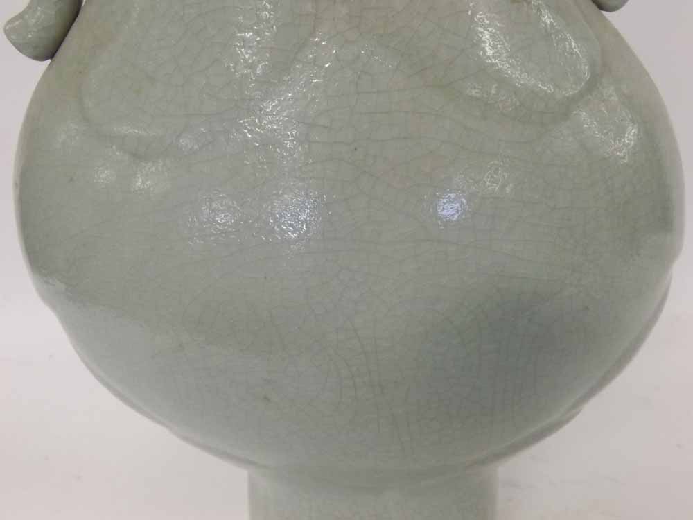 A Chinese large crackle glaze Baluster Vase of two-handled ovoid form, (handles cracked), 17 ¾” - Image 10 of 12