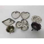 Mixed lot of assorted Silver wares to include a set of four unusual Ash Trays formed as playing card