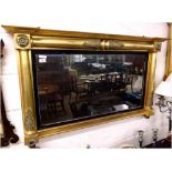 A 19th Century Empire style Rectangular Overmantel Mirror, with a torus moulded surround, the two