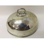 Late 19th or early 20th Century oval Silver plated Meat Cover with looped handle, 12” wide