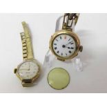 Mixed lot comprising two various 9ct Gold Ladies Wristwatches, one with hallmarked clasp, various