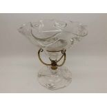 An unusual early 20th Century Glass Pedestal Tazza, the clear bowl moulded with Arts & Crafts
