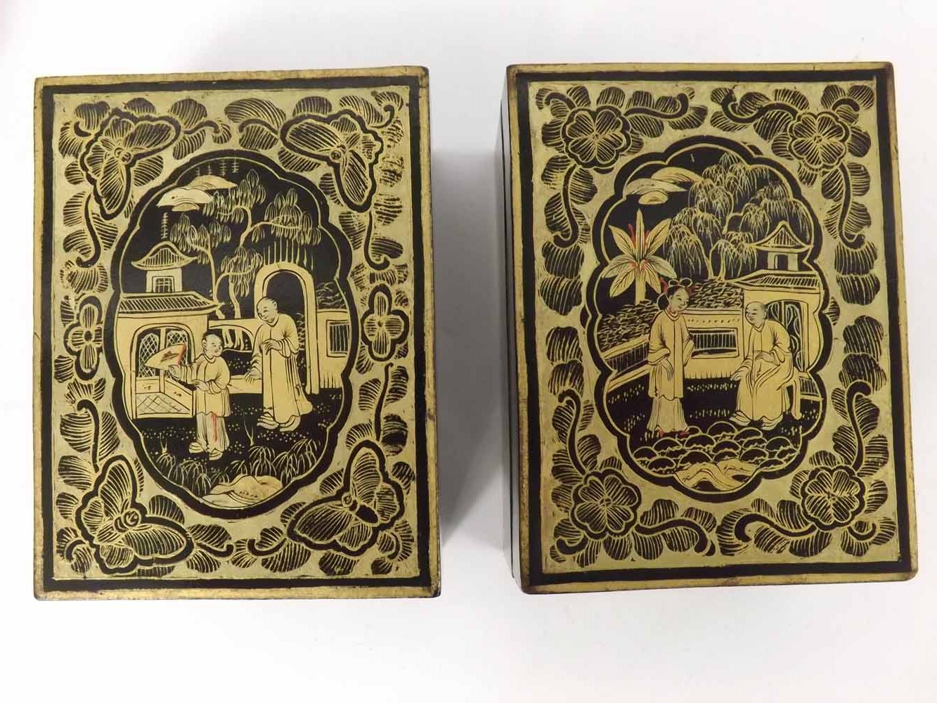 An Oriental Lacquered and Chinoiserie decorated rectangular Covered Box, the interior fitted with - Image 3 of 22