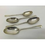 Set of three George V Hanoverian Rat-tail pattern Silver Serving Spoons, hallmarked London 1910,