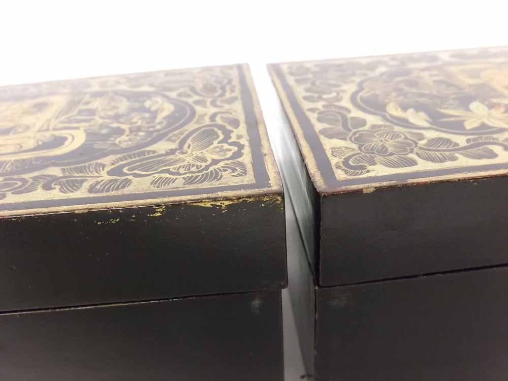 An Oriental Lacquered and Chinoiserie decorated rectangular Covered Box, the interior fitted with - Image 16 of 22