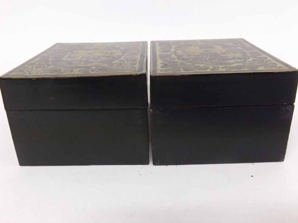 An Oriental Lacquered and Chinoiserie decorated rectangular Covered Box, the interior fitted with - Image 12 of 22