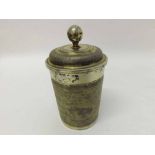 18th Century Continental white metal covered Cup of tapering circular form, the pull off lid with