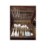 Oak cased canteen of Mappin & Webb Silver plated Kings pattern cutlery