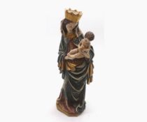 Small carved wooden figure of Mary and baby Jesus, 11” high