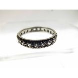 20th Century mixed metal Eternity Ring, all small Brilliant Cut Diamond set, marks unclear, finger
