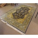 A late 20th Century Silk/Wool Mix Caucasian style Carpet, multi-gull border, central panel with