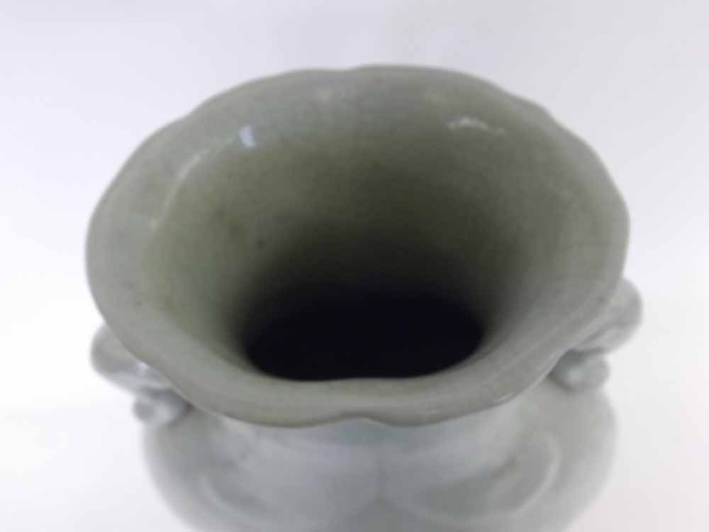 A Chinese large crackle glaze Baluster Vase of two-handled ovoid form, (handles cracked), 17 ¾” - Image 6 of 12