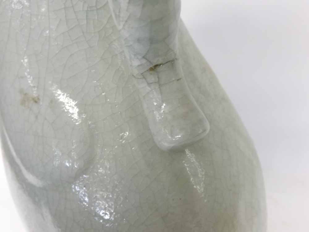 A Chinese large crackle glaze Baluster Vase of two-handled ovoid form, (handles cracked), 17 ¾” - Image 7 of 12