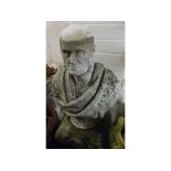 A Marble Half Length Bust modelled as William Gladstone, together with stoneware or cement pedestal,