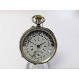 Unusual last quarter of the 19th Century combination 12/24 hour Silver cased open face keyless