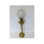 Large 19th Century Oil Lamp fitted with clear glass chimney, frosted glass shade and Brass body with