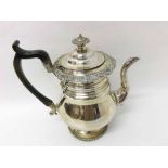19th Century Silver plate on Copper Coffee pot, fitted with wooden handle, 10” high