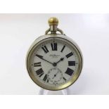 Early 20th Century Nickel cased open face keyless Pocket Watch, J W Benson, the jewelled movement