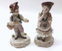 A pair of Naples (Capodimonte) Figures of young male fruit-picker and his female companion, each