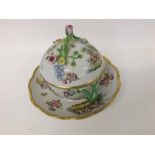 Late 20th Century Dresden covered Cup and Saucer, the cover with looped twig handle over body with
