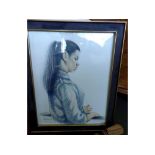 H K Pontiac, signed Crayon Sketch depicting three quarters length of a young lady, circa 1950s/