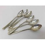 Set of six George V Silver Hanoverian Rat-tail pattern Coffee Spoons, hallmarked Birmingham 1927,