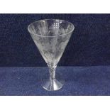 20th Century clear glass large Wine decorated with vine and grape detail, the stem with air twist