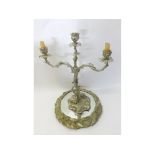 Unusual 19th Century three-light Candelabra of naturalistic form decorated with leaves and acorns