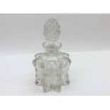 A late 20th Century Lalique small Scent Bottle of facetted geometric form, the base marked “R