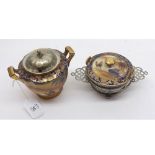 A Noritake Camel pattern double handled Sugar Basin with Silver plated lid and further covered