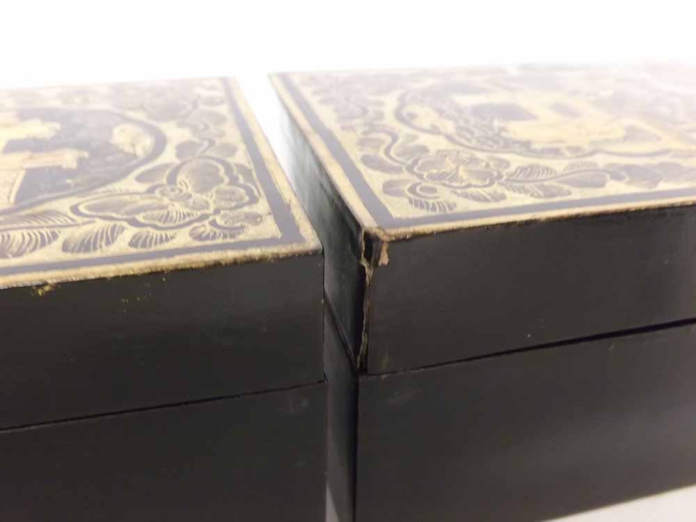 An Oriental Lacquered and Chinoiserie decorated rectangular Covered Box, the interior fitted with - Image 8 of 22
