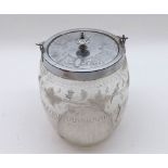 19th Century clear glass and Silver plated mounted Biscuit Barrel of circular form, the body