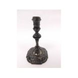 A George II Silver Taper Stick, the baluster stem over a spreading octagonal base, London