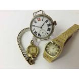 Mixed lot comprising two various Ladies Gold plated Dress Watches together with a further Nickel