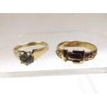 Mid-20th Century hallmarked 9ct Gold Ring set with a single white stone, hallmarked for Birmingham