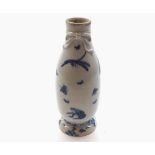 A Chinese Baluster Vase, pained in underglaze blue with insects, and the neck moulded with a knot