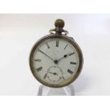 First quarter of 20th Century Silver cased open face keyless Pocket Watch, the Swiss frosted