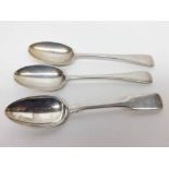 Mixed lot comprising a Victorian Silver London hallmarked Fiddle pattern Dessert Spoon and two