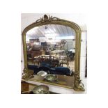 A 19th Century Gilt and Gesso Framed Large Overmantel Mirror, central shell mount and scale