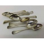 Mixed lot comprising eleven assorted Georgian Old English Silver Teaspoons, various dates and