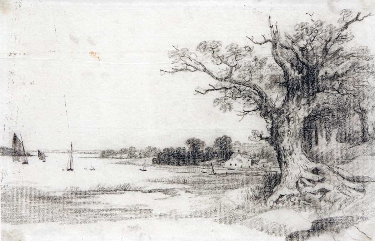 GEORGE FROST (1754-1821, BRITISH) 
“Pin Mill on the River Orwell”
pencil drawing
8 ½ x 12 ½