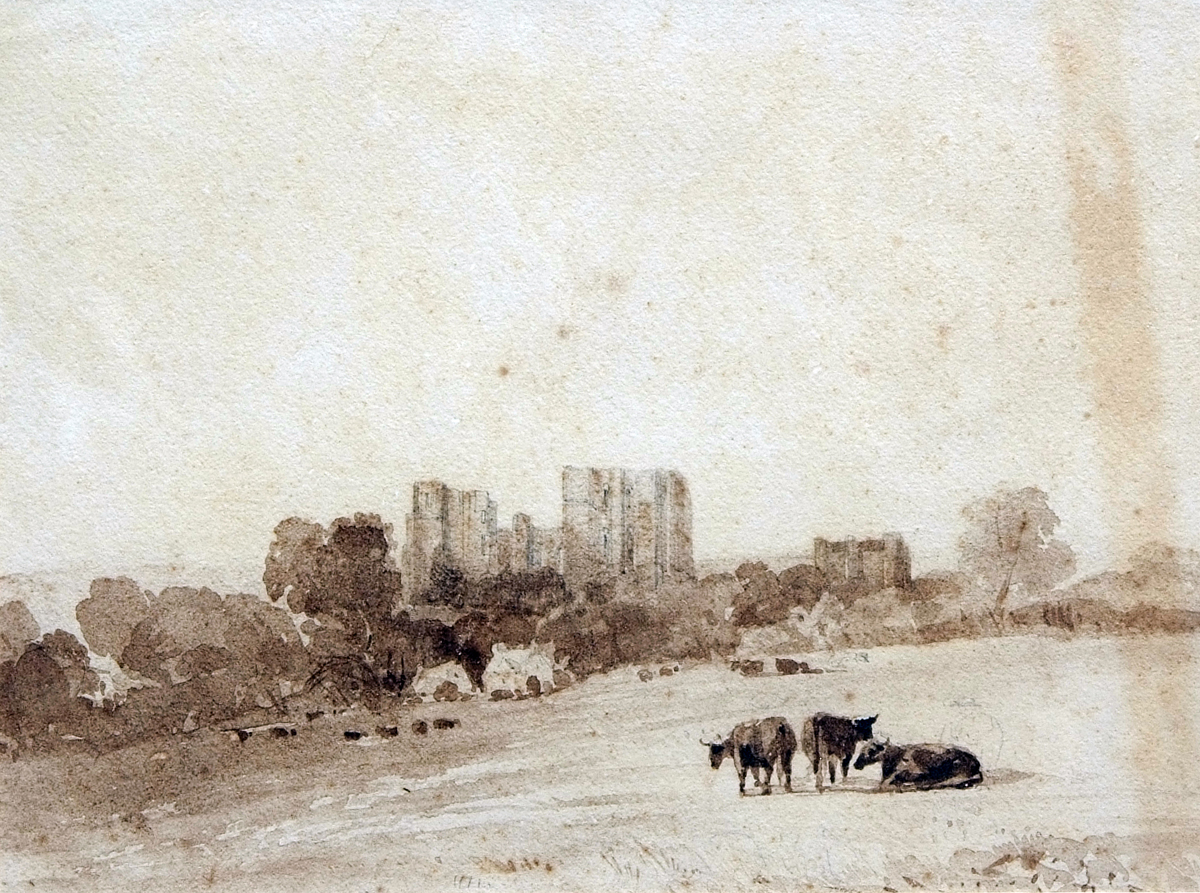 THOMAS LOUND (1802-1861, BRITISH) 
“Kenilworth Castle”
sepia watercolour
9 ½ x 12 ½ ins