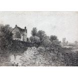 GEORGE FROST (1754-1821, BRITISH) 
River Scene with Cottage
Charcoal Drawing
8 ½ x 12 ins