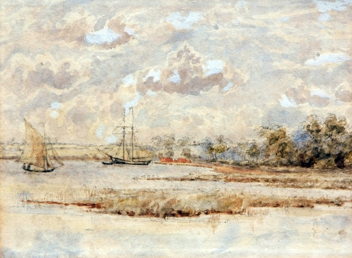 THOMAS CHURCHYARD (1798-1865, BRITISH) 
“Off Kyson Point, River Deben”
watercolour
6 x 7 ½ ins