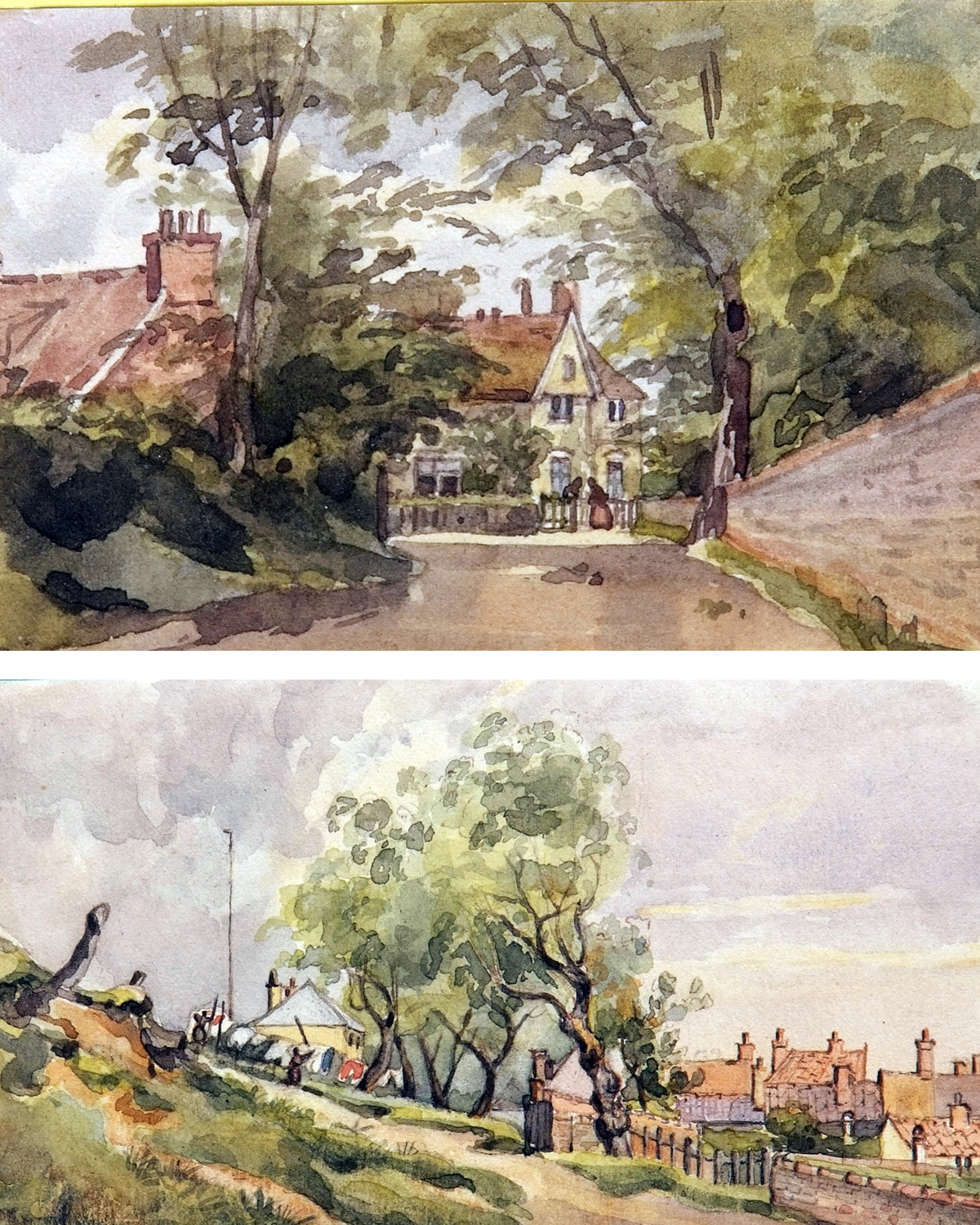 THOMAS CHURCHYARD (1798-1865, BRITISH) 
Landscapes
two watercolours
2 ½ x 4 ins and 2 ¾ x 5