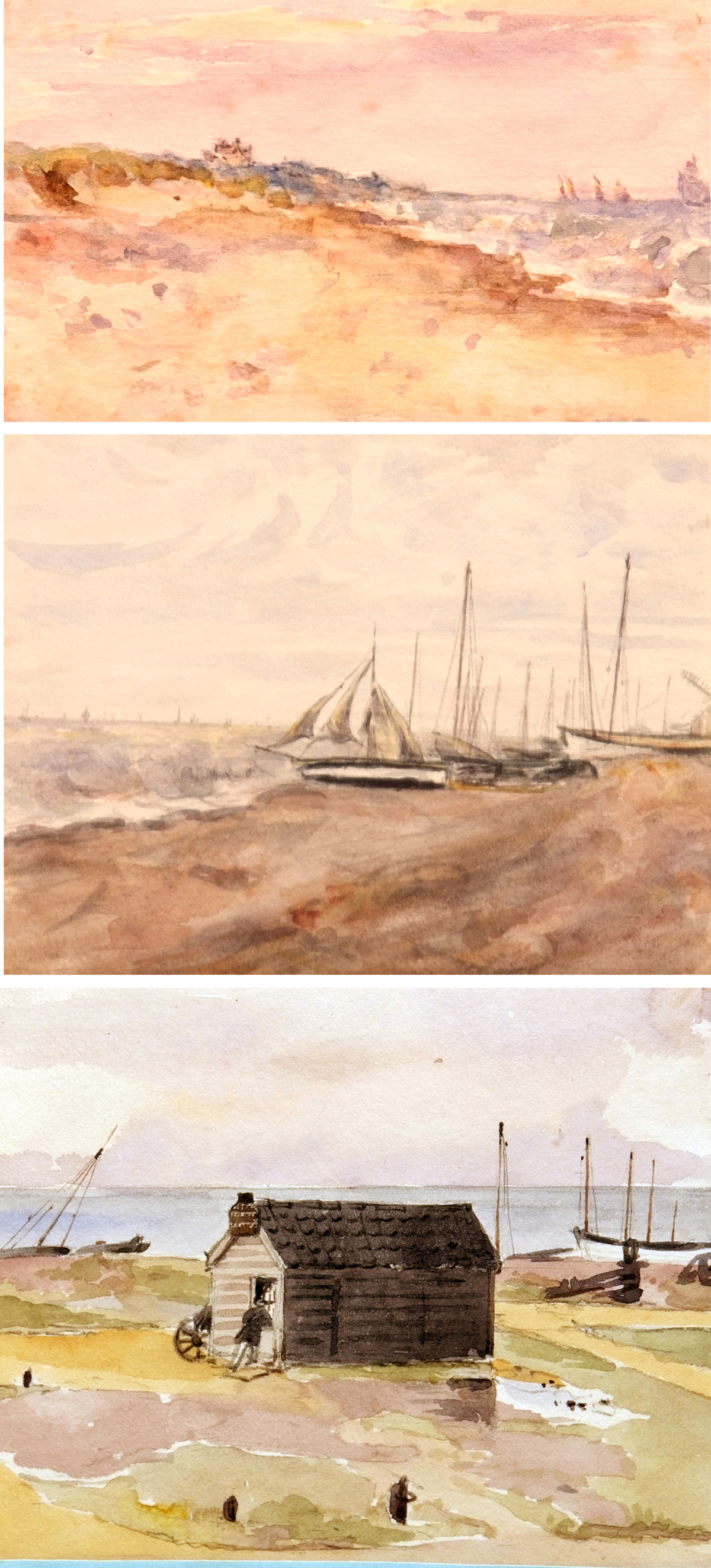 THOMAS CHURCHYARD (1798-1865, BRITISH) 
Coastal Views
group of three watercolours
assorted sizes,