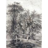 JOHN CROME (1768-1821, BRITISH) 
“Footbridge at Cringleford”
black and white etching
9 x 6 ½ ins