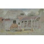 NORWICH SCHOOL (19TH CENTURY) 
Horse and Pigs in Farmstead
pencil and watercolour with colour