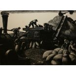 AFTER CLARE LEIGHTON (1898-1989, BRITISH) March: Threshing  black and white print, published for the